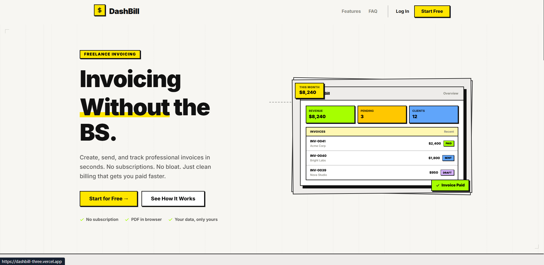 Dashbill — Client & Invoice Management SaaS preview